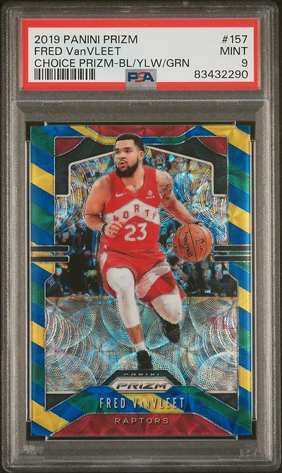 2019 Panini Prizm 157 Fred Vanvleet Choice Prizm-blue/yellow/green PSA 9