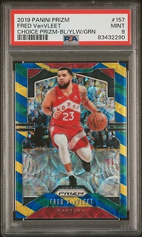 2019 Panini Prizm 157 Fred Vanvleet Choice Prizm-blue/yellow/green PSA 9