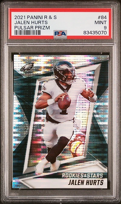2021 Panini Rookies & Stars 84 Jalen Hurts Pulsar Prizm PSA 9