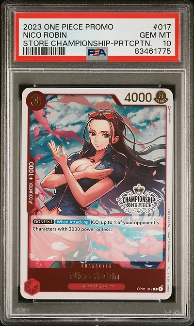 2023 One Piece Promos 017 Nico Robin Store Championship-participation PSA 10