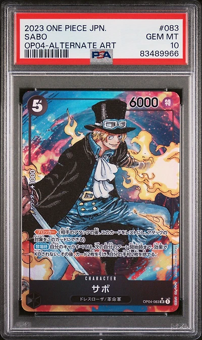 2023 One Piece Japanese Op04-kingdoms Of Intrigue 083 Sabo Alternate Art PSA 10