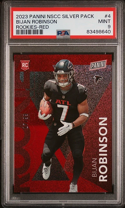 2023 Panini National Silver Packs Rookies Rc4 Bijan Robinson Red PSA 9