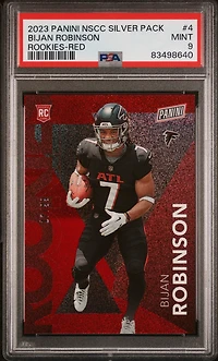 2023 Panini National Silver Packs Rookies Rc4 Bijan Robinson Red PSA 9
