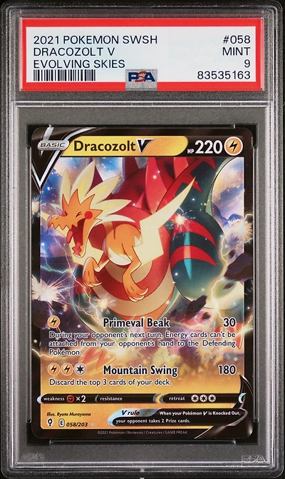 2021 Pokemon Sword & Shield Evolving Skies 058 Dracozolt V PSA 9