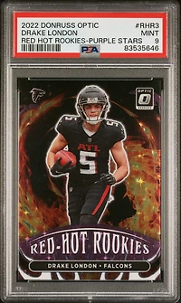 2022 Panini Donruss Optic Red Hot Rookies Rhr3 Drake London Purple Stars PSA 9