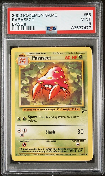 2000 Pokemon Game Base Ii 55 Parasect PSA 9