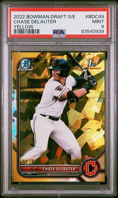 2022 Bowman Draft Chrome Sapphire Edition 49 Chase Delauter Yellow PSA 9