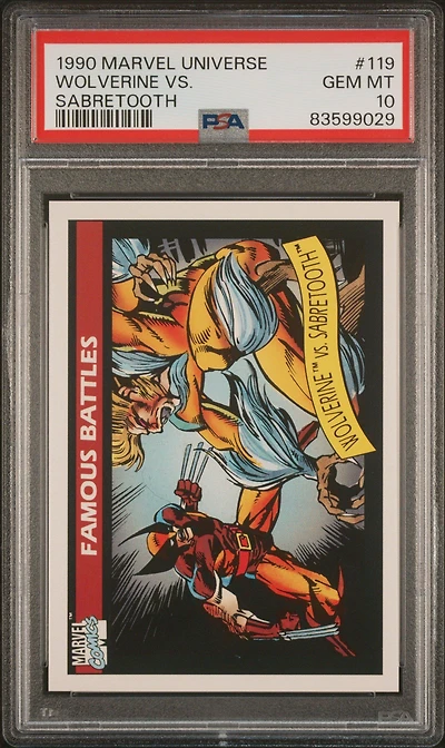 1990 Marvel Universe 119 Wolverine Vs. Sabretooth PSA 10