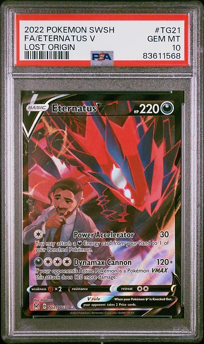 2022 Pokemon Sword & Shield Lost Origin Tg21 Full Art/eternatus V PSA 10