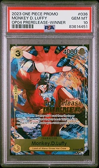 2023 One Piece Promos 036 Monkey D. Luffy Kingdoms Of Intrigue Pre-release-winner PSA 10