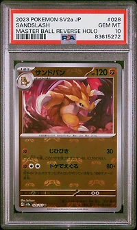 2023 Pokemon Japanese Sv2a-pokemon 151 028 Sandslash Master Ball Reverse Holo PSA 10