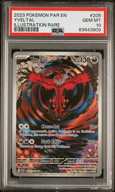 2023 Pokemon Par En-paradox Rift 205 Yveltal Illustration Rare PSA