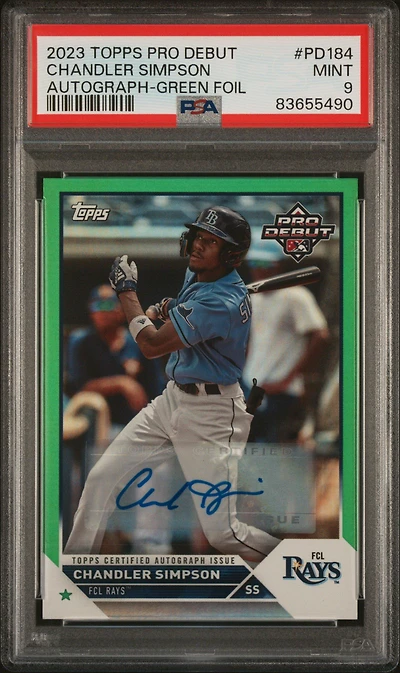 2023 Topps Pro Debut Pd184 Chandler Simpson Autograph-green Foil PSA 9