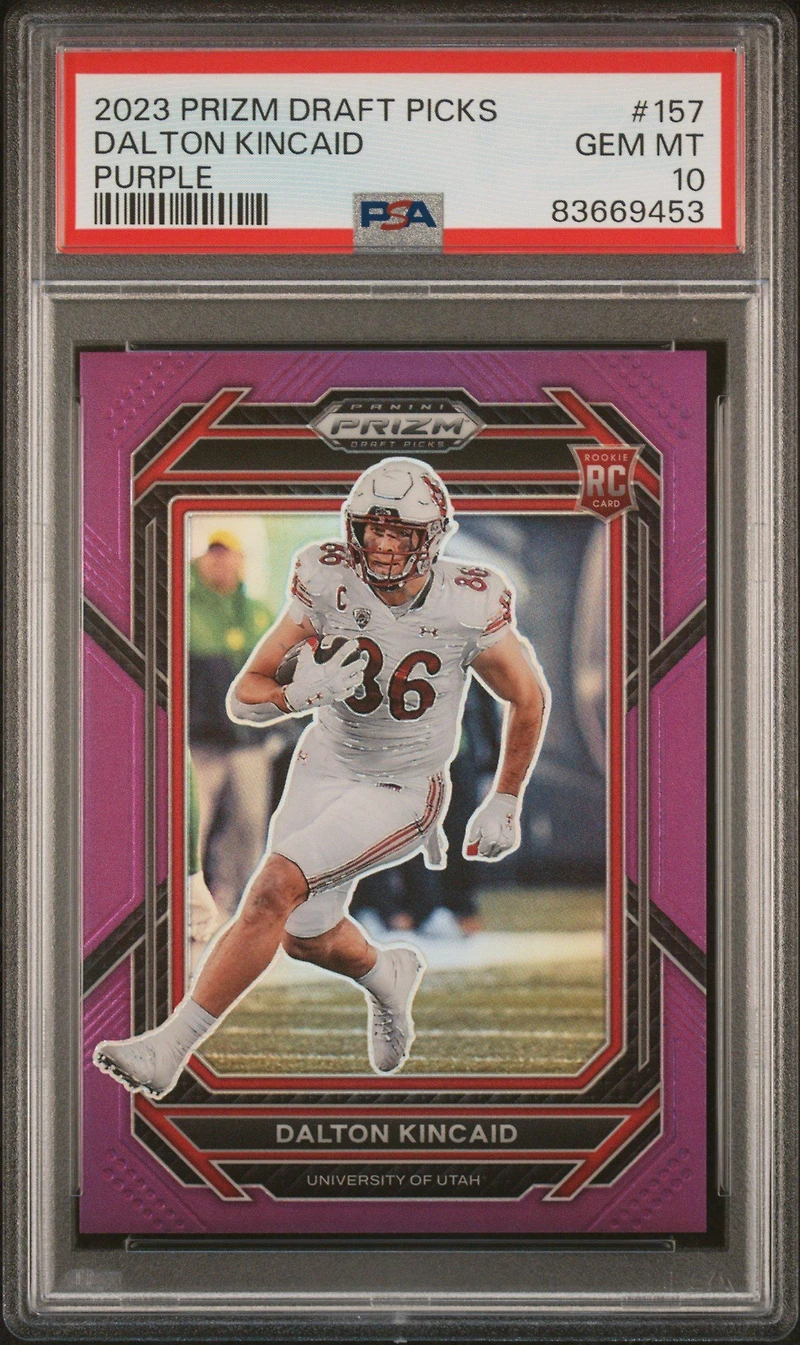 2023 Panini Prizm Draft Picks 157 Dalton Kincaid Purple Prizm PSA 10