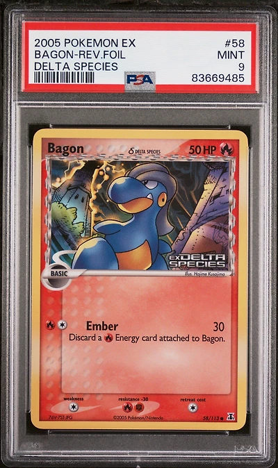 2005 Pokemon Ex Delta Species 58 Bagon-reverse Foil PSA 9