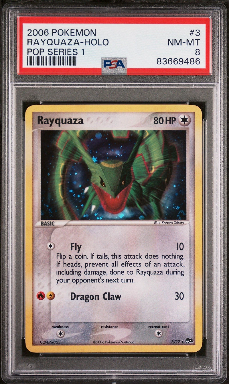 2006 Pokemon Pop Series 1 3 Rayquaza-holo PSA 8