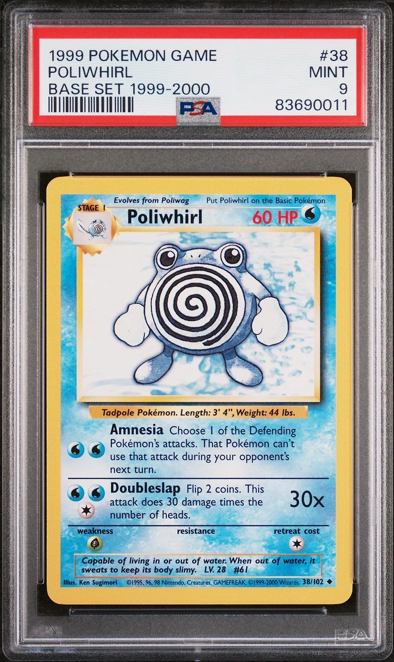 1999 Pokemon Game 38 Poliwhirl Base Set 1999-2000 PSA