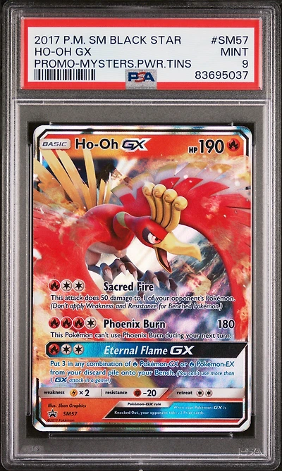 2017 Pokemon Sm Black Star Promo Sm57 Ho-oh Gx Mysterious Powers Tins PSA 9