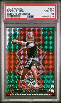 2022 Panini Mosaic 367 Brock Purdy Red/green Choice PSA 10