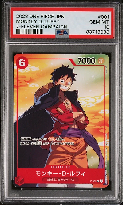 2023 One Piece Japanese Promos Monkey D. Luffy 7-eleven Campaign PSA 10