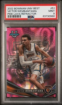 2022 Bowman University Best 51 Victor Wembanyama Pink Lava Refractor PSA 9