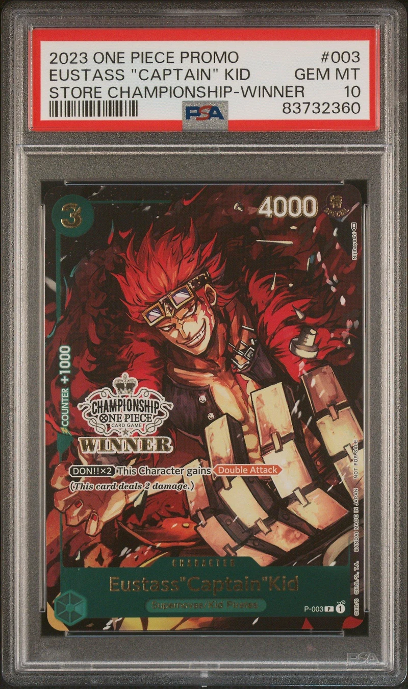 2023 One Piece Promos 003 Eustass "captain" Kid Store Championship-winner PSA 10