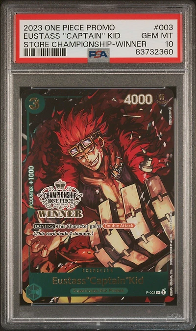 2023 One Piece Promos 003 Eustass "captain" Kid Store Championship-winner PSA 10