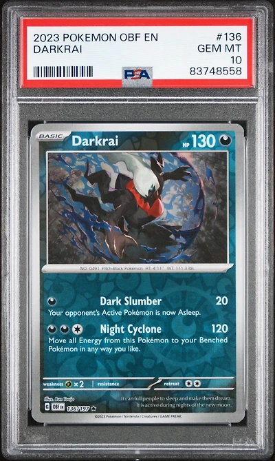 2023 Pokemon Obf En-obsidian Flames 136 Darkrai PSA 10