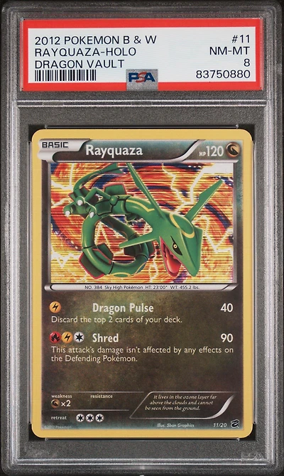 2012 Pokemon Black & White Dragon Vault 11 Rayquaza PSA 8