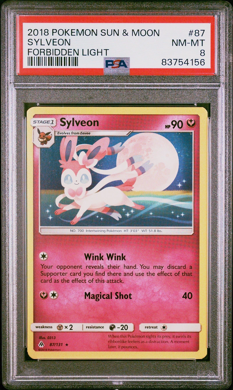 2018 Pokemon Sun & Moon Forbidden Light 87 Sylveon PSA 8