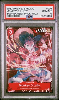 2022 One Piece Promos 006 Monkey D. Luffy Tournament Pack Vol.1 PSA 10