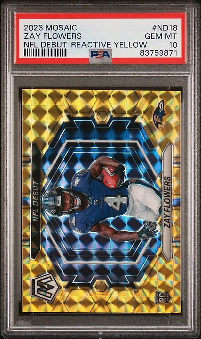 2023 Panini Mosaic Nfl Debut Nd18 Zay Flowers PSA