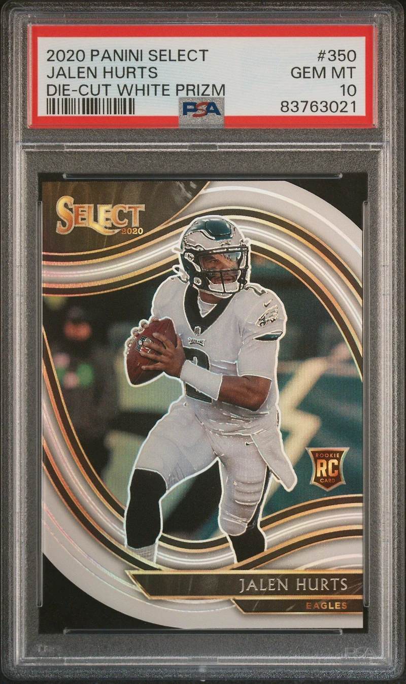 2020 Panini Select 350 Jalen Hurts Die-cut White Prizm PSA 10