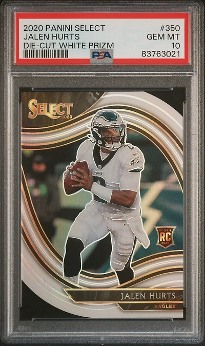 2020 Panini Select 350 Jalen Hurts Die-cut White Prizm PSA 10