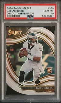 2020 Panini Select 350 Jalen Hurts Die-cut White Prizm PSA 10