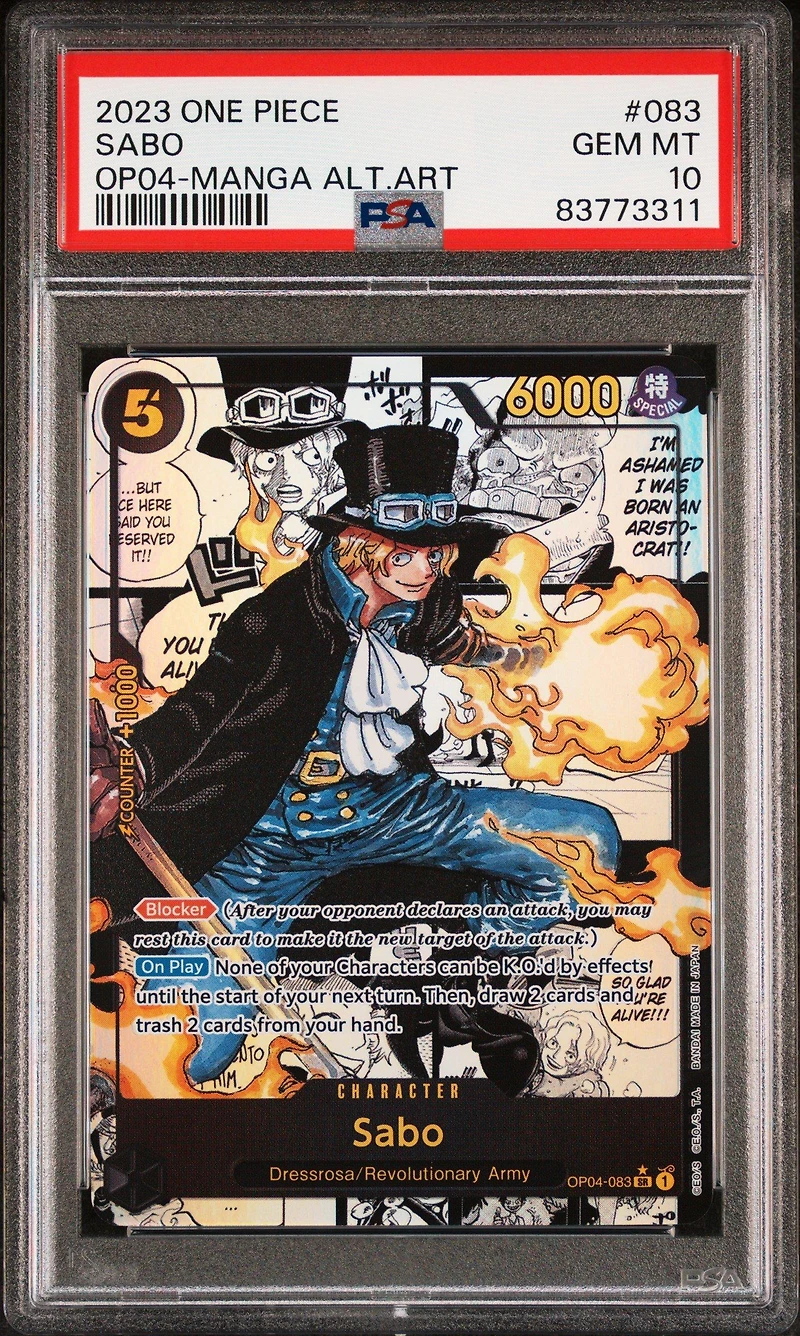 2023 One Piece Kingdoms Of Intrigue 083 Sabo Manga Alternate Art PSA 10