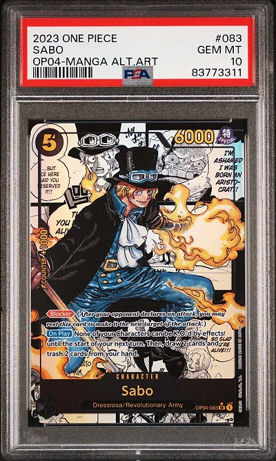 2023 One Piece Kingdoms Of Intrigue 083 Sabo Manga Alternate Art PSA 10