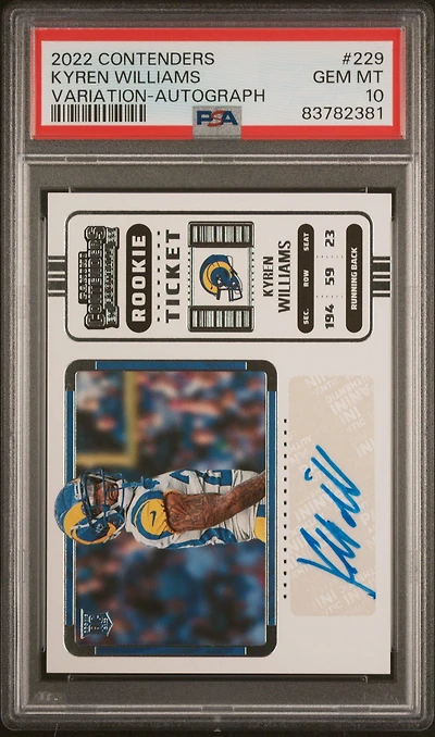 2022 Panini Contenders 229 Kyren Williams Variation-autograph PSA 10