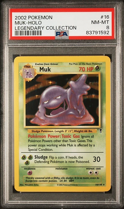 2002 Pokemon Legendary Collection 16 Muk-holo PSA 8