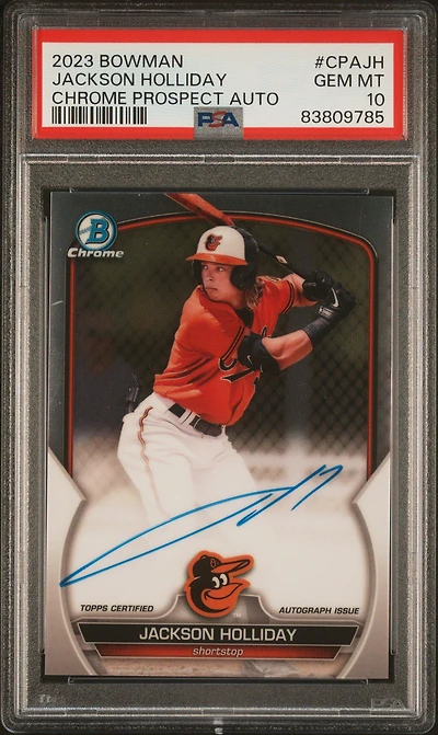 2023 Bowman Chrome Prospect Autographs Cpajh Jackson Holliday PSA 10