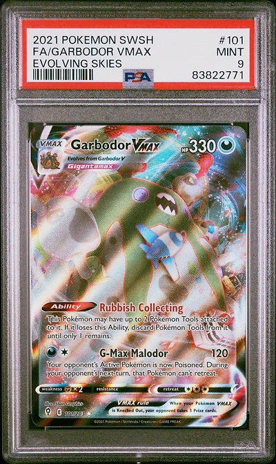2021 Pokemon Sword & Shield Evolving Skies 101 Full Art/garbodor Vmax PSA