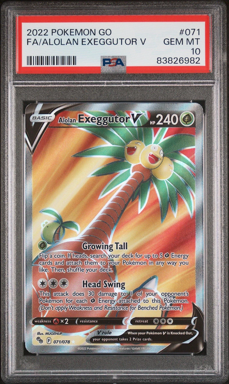 2022 Pokemon Go 071 Full Art/alolan Exeggutor V PSA 10