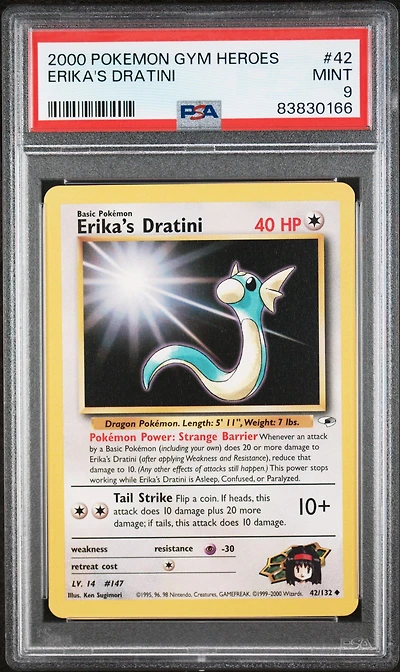 2000 Pokemon Gym Heroes 42 Erika's Dratini PSA 9