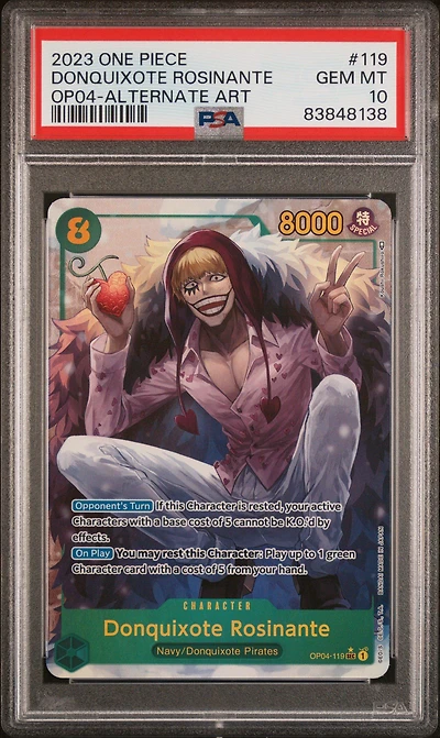 2023 One Piece Kingdoms Of Intrigue 119 Donquixote Rosinante Alternate Art PSA 10