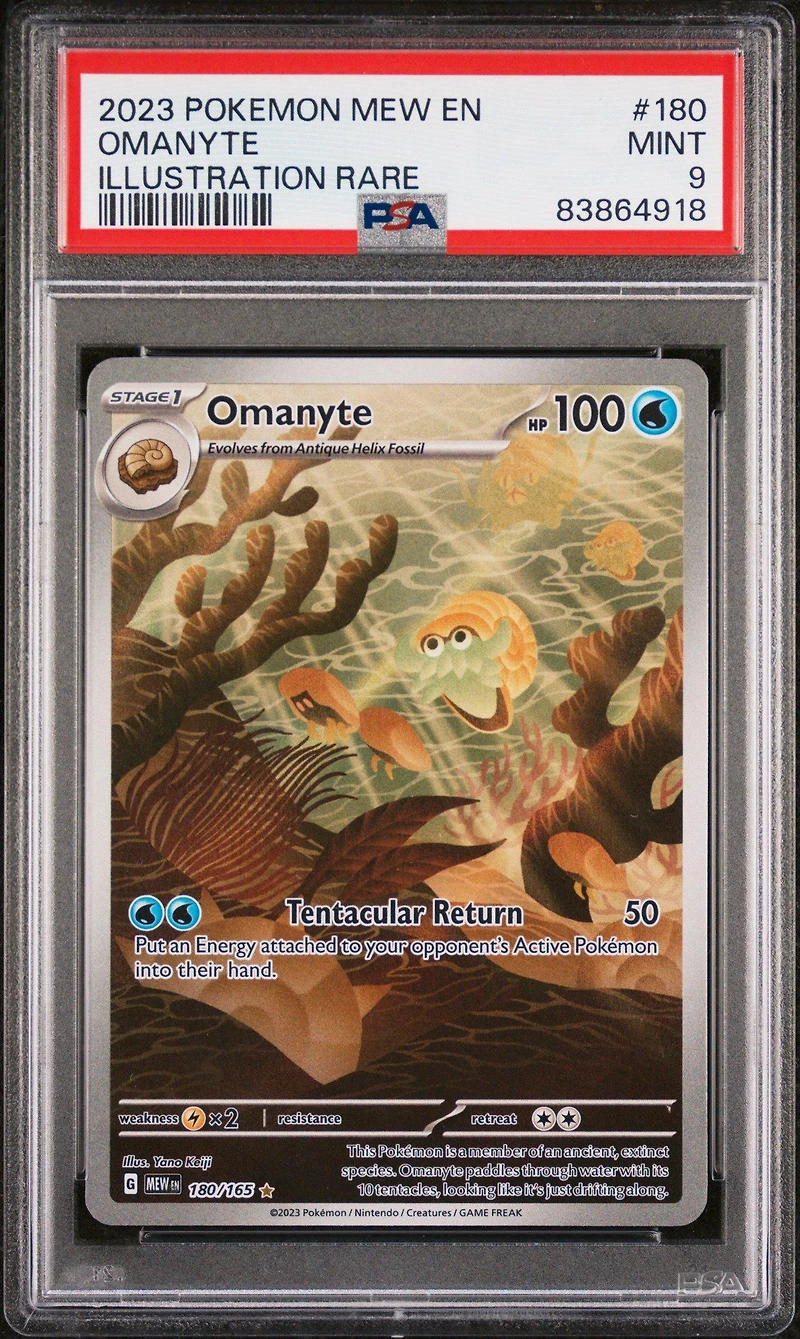 2023 Pokemon Mew En-151 180 Omanyte Illustration Rare PSA