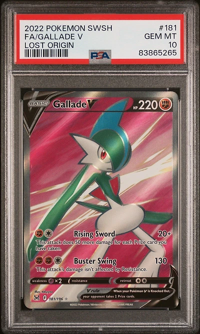 2022 Pokemon Sword & Shield Lost Origin 181 Full Art/gallade V PSA 10