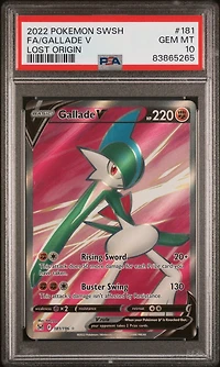 2022 Pokemon Sword & Shield Lost Origin 181 Full Art/gallade V PSA 10
