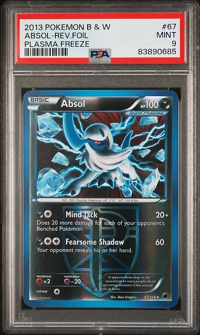 2013 Pokemon Black & White Plasma Freeze 67 Absol-reverse Foil PSA