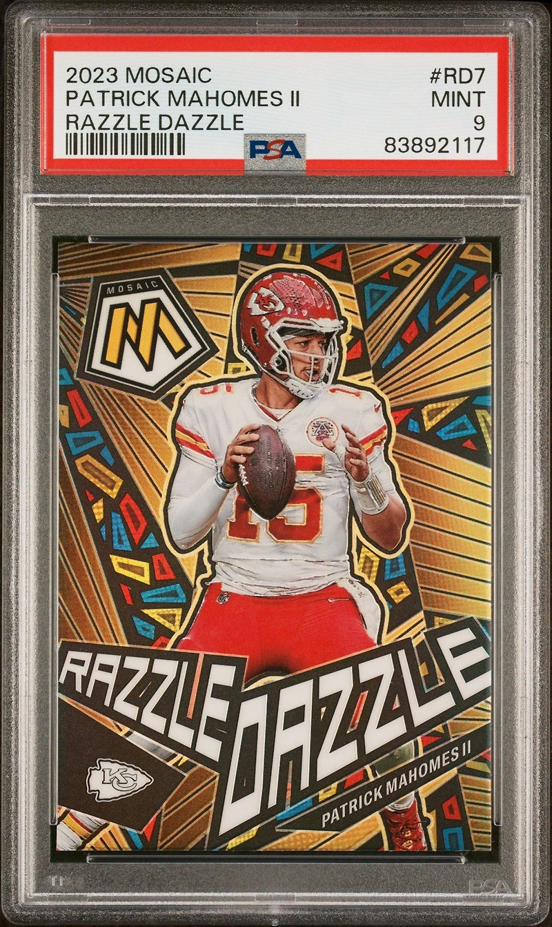 2023 Panini Mosaic Razzle Dazzle Rd7 Patrick Mahomes Ii PSA 9