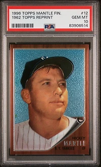 1996 Topps Mantle Finest 12 1962 Topps Reprint PSA 10